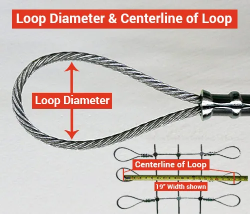 Note that loop diameter have a tolerance of +/-2" due to flex and offered from 2" to 12" online, but can be custom made on request.