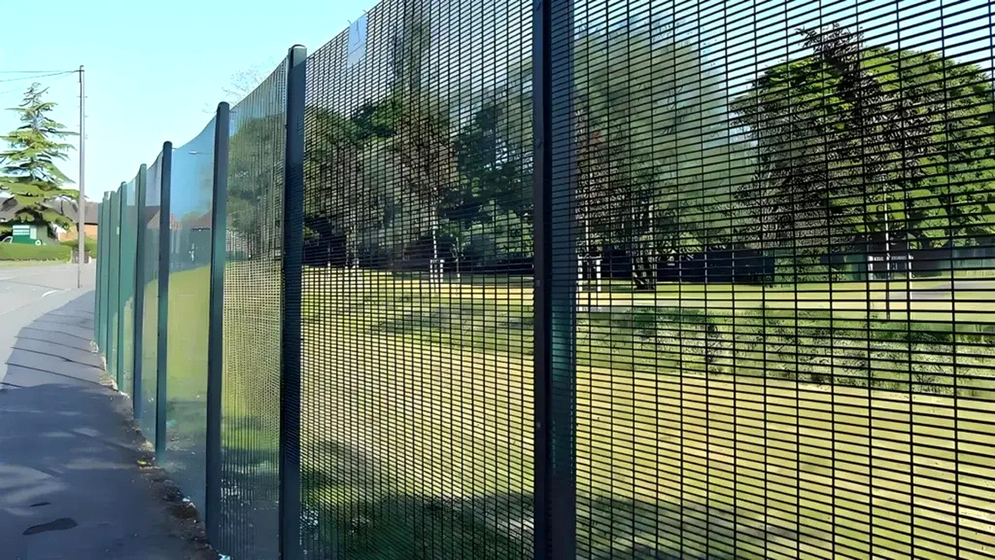 358 anti-climb welded-mesh perimeter fencing installed as a coordinated system