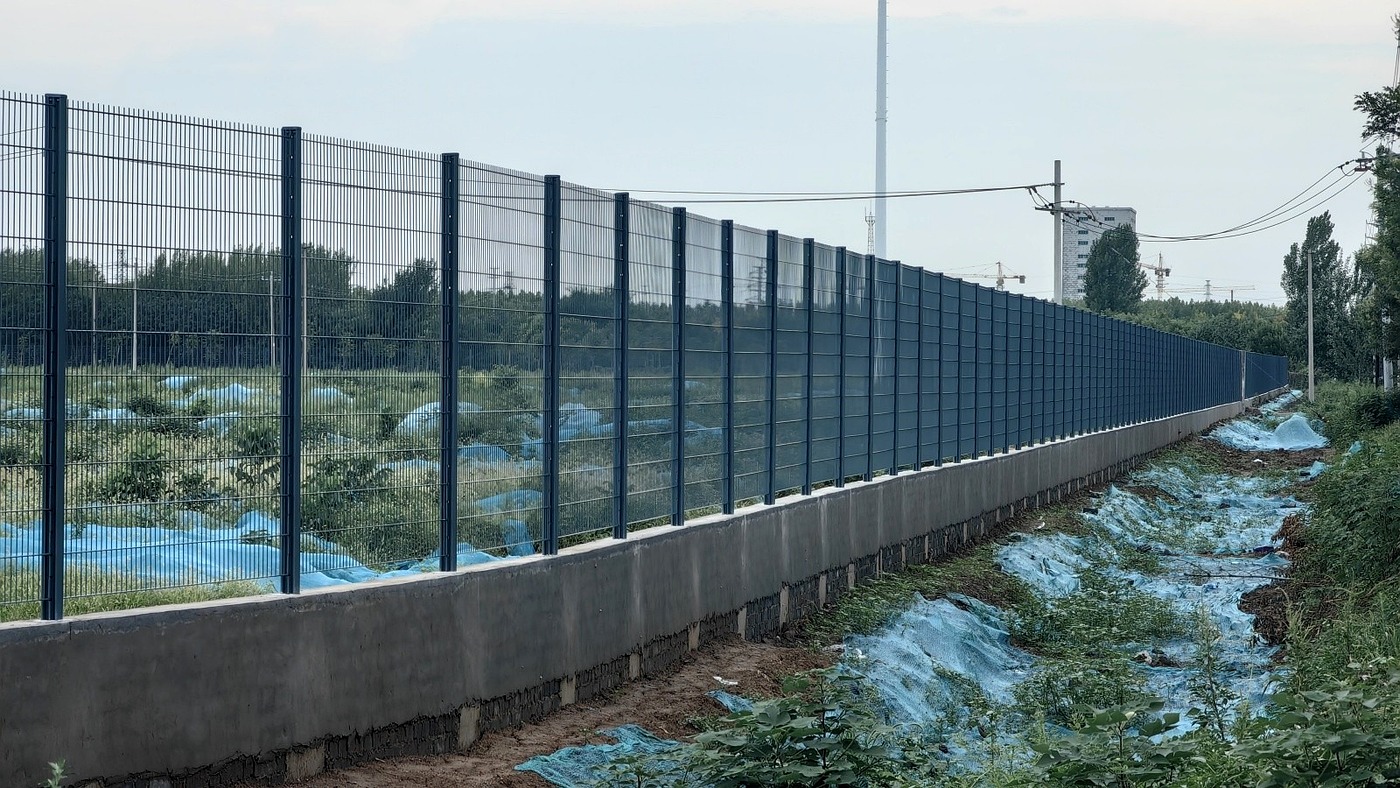 2D welded wire mesh fence installed along the pharmaceutical plant perimeter