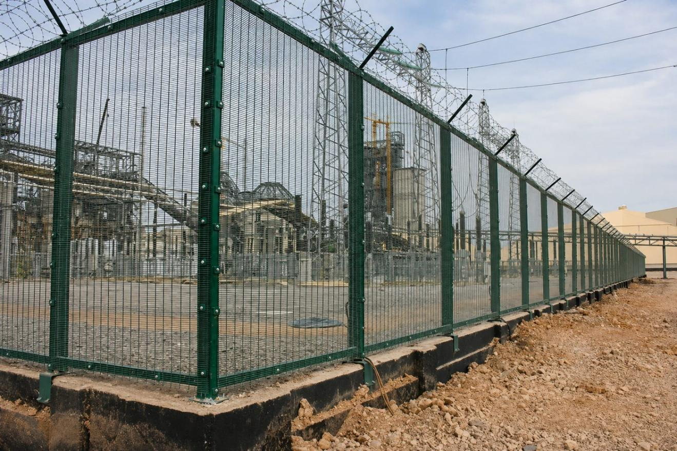 358 anti-climb fence forming a continuous high-security perimeter around a petrochemical facility