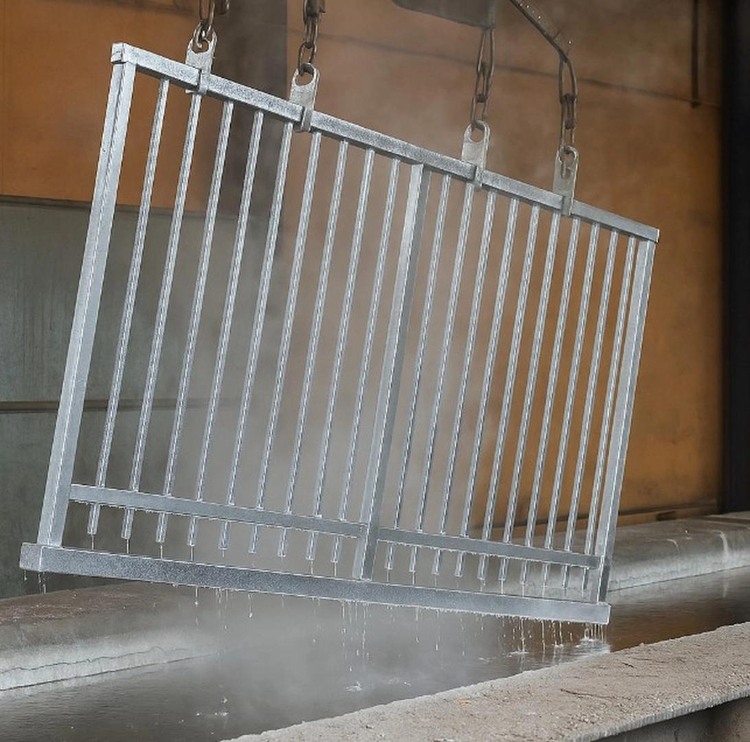 Componente de puerta de acero galvanizado después de la galvanización en caliente.