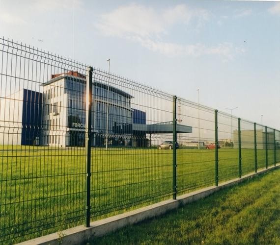 Green welded mesh fence with a tidy appearance