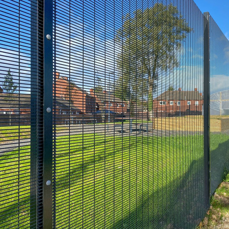Installed 358 anti-climb security mesh with posts around an outdoor site